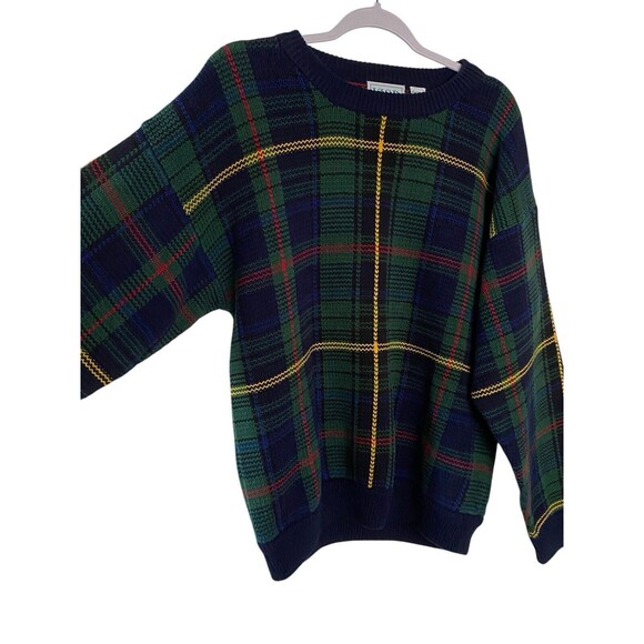 Vtg IZOD Blue Green Pullover Sweater Casual Work Golf 46" Chest - Picture 2 of 8